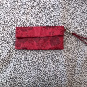 vintage red floral satchel